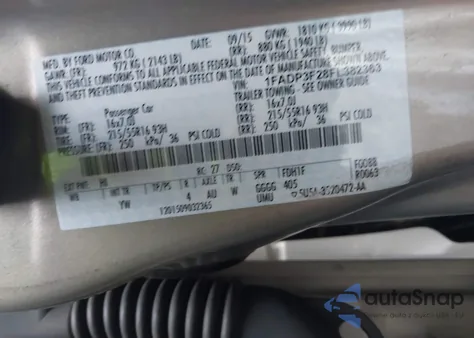 2015 Ford Focus Se из США, поврежденный, VIN 1FADP3F28FL382363